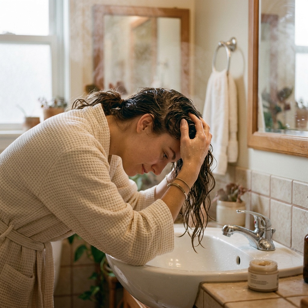 Applying a clarifying scalp detox treatment