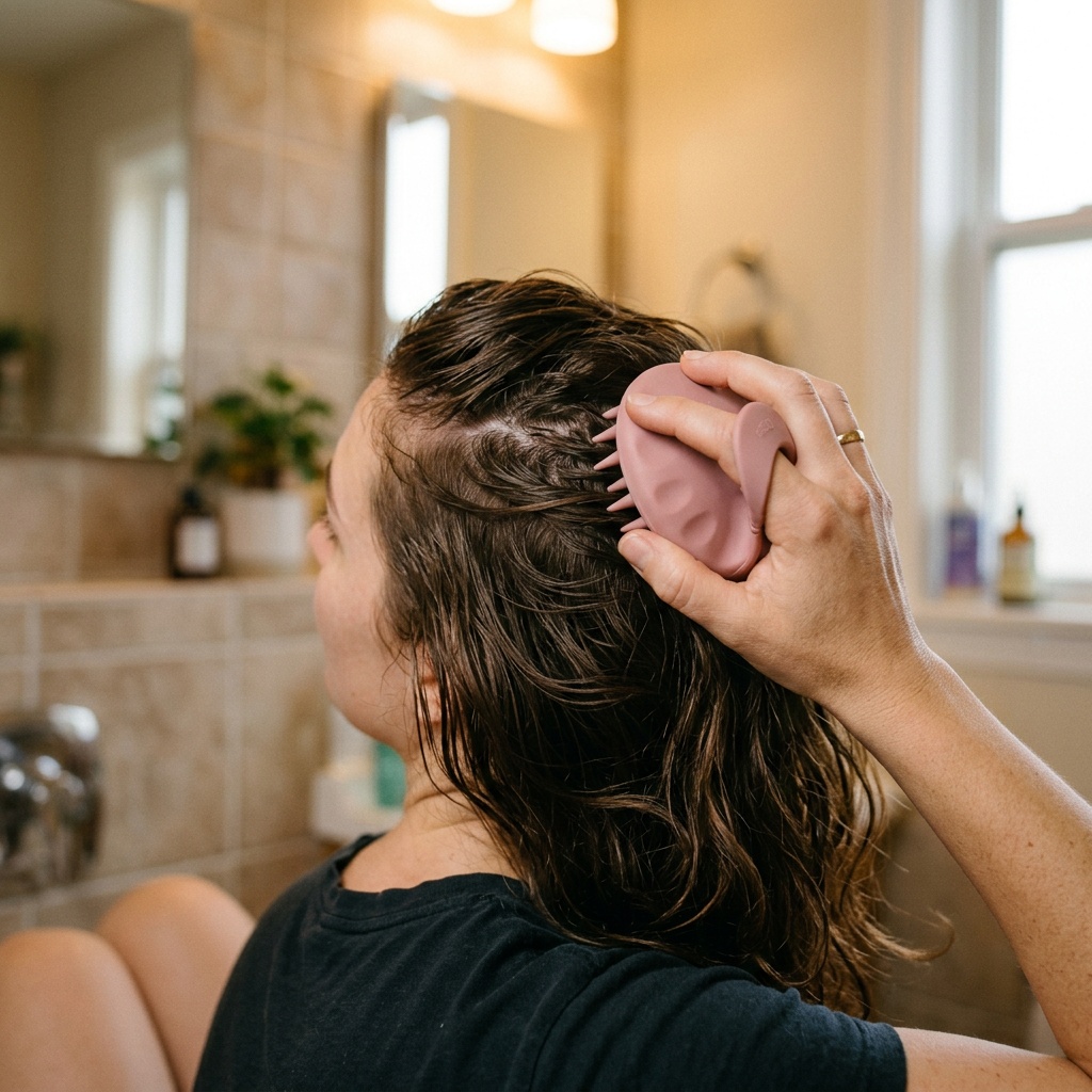 Using a silicone scalp massager